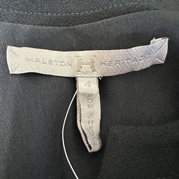 Halston Heritage Dress Women Size 4 Black Fit Flare Flower Lace Tulip Skirt - Picture 13 of 16